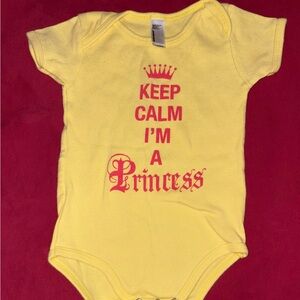 Keep Calm I'm a Princess Yellow Baby One-Piece